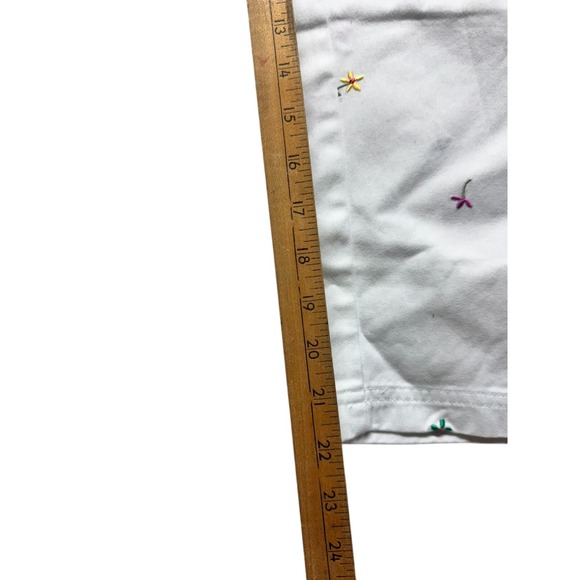 Denim & Co. White Denim Floral Embroidered High Rise Cotton Jeans  XL‎ Crop NWT - Picture 2 of 6